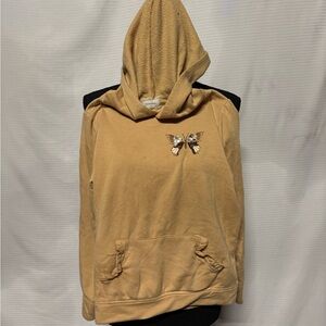 Tan Hoodie with Butterfly Design